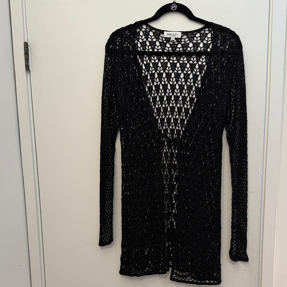 Vintage Sweaters - Vintage Dolcedolce by Joe Bloggs Elegant Black Crochet Cardigan